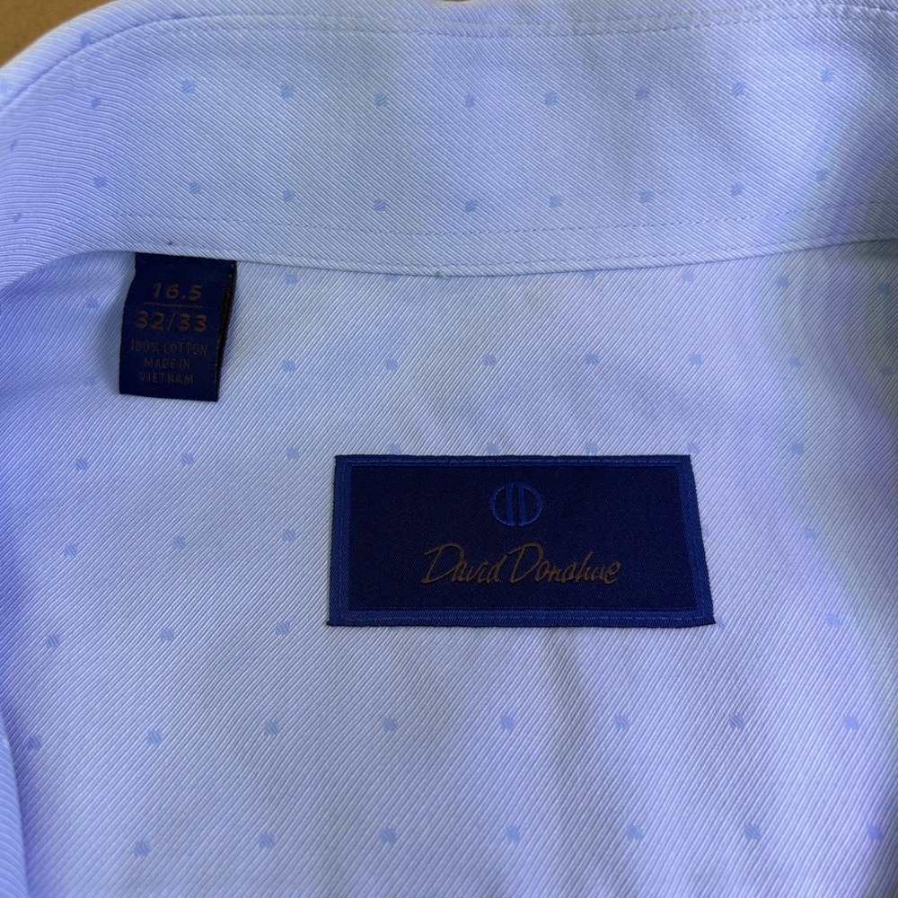 David Donahue Dress Shirt Button Up 100% Cotton Light Blue Mens 16, 32/33 - Picture 3 of 12